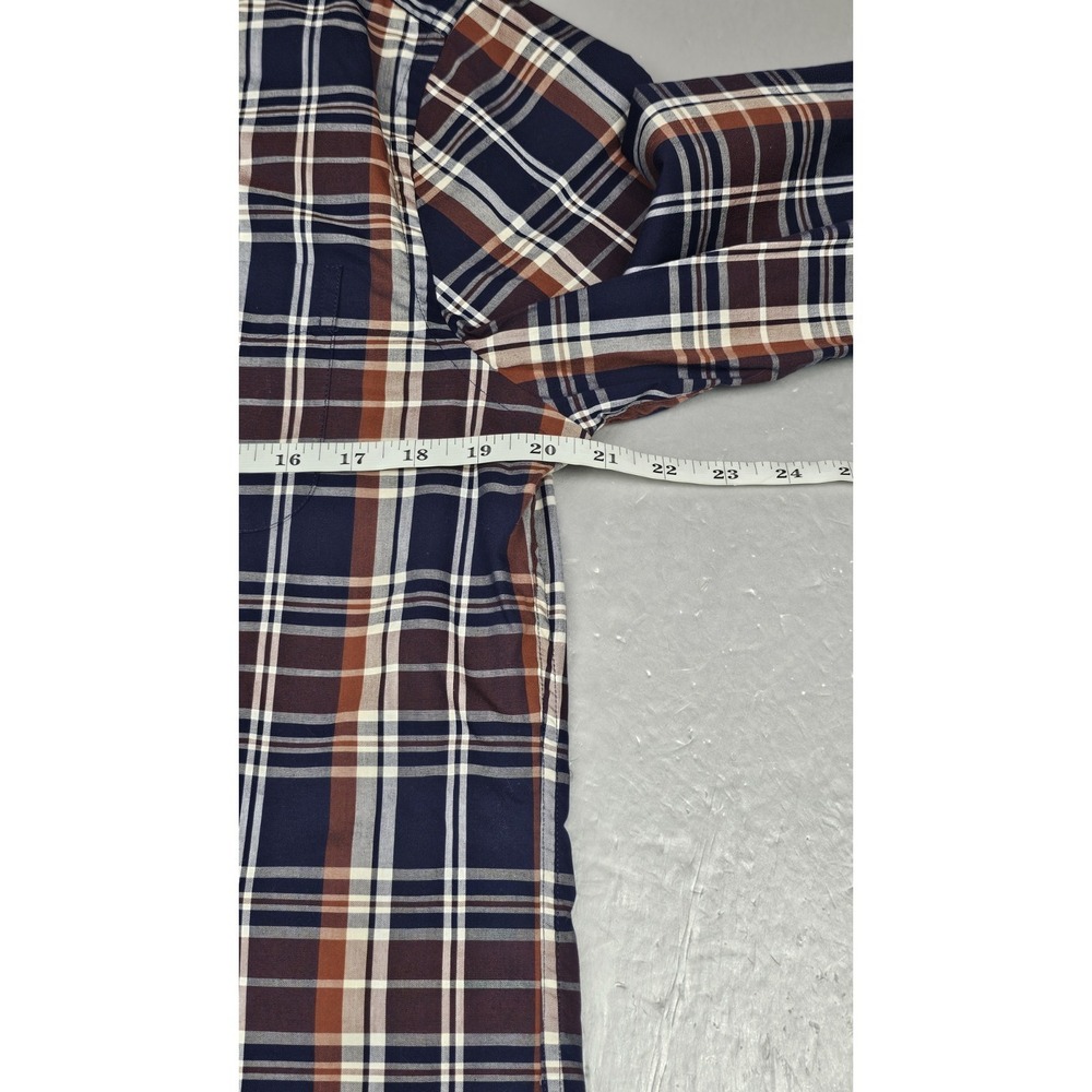 Charles Tyrwhitt Button Down Shirt Mens Medium Non Iron Slim Fit Blue Brown - Picture 4 of 7